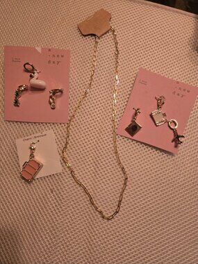 Summer travel themed charms & gold tone necklace to create your own charm neck